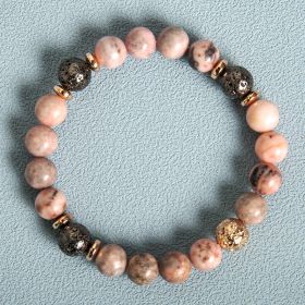 Fashion New Haematite Spacer Natural Stone Powder Zebra Beaded Bracelet (Option: Pink Zebra)