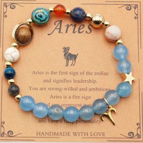 Twelve Constellations Bracelets Natural Stone Beaded Eight Planets (Option: Aries)