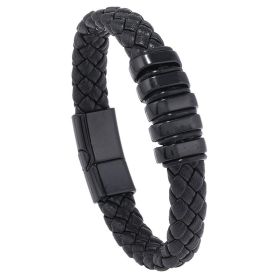 Multi-layer Leather Woven Bracelet Wrist Ring (Option: Black)