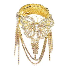Niche Exquisite Fairy Butterfly Tassel Bracelet Rhinestone Arm Chain (Option: Gold)