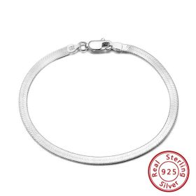 S925 Sterling Silver Bracelet Flat Snake Bone (Option: White Gold Color 3 Mm165mm-925 Silver)