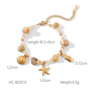 Stainless Steel Conch Starfish Shell Bracelet For Women (Option: HCB20213)