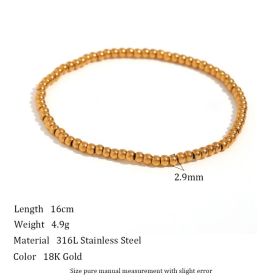 Niche Vintage Stainless Steel Plated 18K Elastic Bead Bracelet (Option: Gold 3mm)