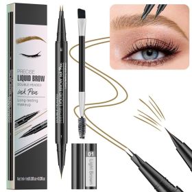 Microblading Eyebrow Pencil ,2-in-1 Dual-Ended Eyebrow Pen With 2-Fork-Tip ,Waterproof Eyebrow Pen, Light Brown,Brown,dark Brown (Option: Light Brown)