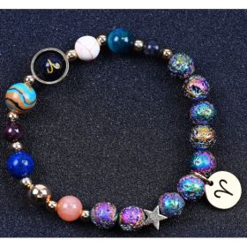 Blue San Colorful Volcanic Rock Twelve Constellations Bracelets (Option: Aries)