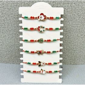 Bell Christmas Tree Crystal String Beads Braided Bracelet Suit (Option: A set contains 6)