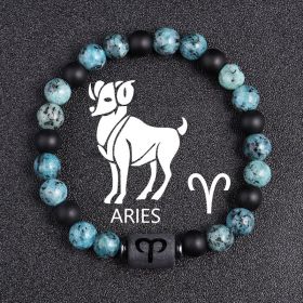 Twelve Constellations Bracelets 8mm Obsidian String Beads Natural Stone (Option: Aries)