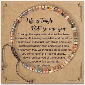 Picasso Natural Stone Round Woven Bracelet Adjustable Rope (Option: L0189style11)