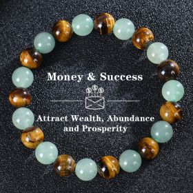 Natural Tiger Eye & Green Jade Bracelet For Abundance Handcrafted Beads For Energy & Style Adults Money & Success (Option: Natural Tiger Eye Stone)