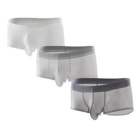 3PCS Men's Ultra Thin Cooling Briefs Lightweight Microfiber Underwear Breathable Design Transparent Underwear Briefs (Option: 3pcs-S)