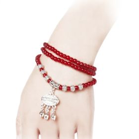 Red Agate Beaded Good Lock Bracelet (Option: Red)