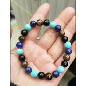 Tiger Eye Volcano Stone Orchid Pine Matte Blue Gold Stone Bracelet (Option: Style A)