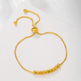 1pcs Gold Pulling Rope Bracelet Fashion Flower Bead Women's Good Luck Bead Bracelet (Option: Golden)