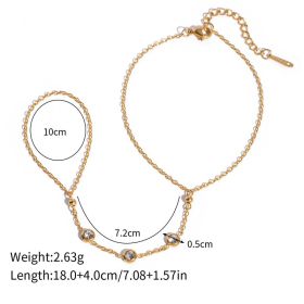 Hand Chain Bracelet For Women, Ring Bracelet, Gold Finger Hand Chain Trendy Dainty Bead Boho Jewelry (Option: Golden)