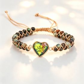 Heart-shaped Pendant Bracelet, Double-layer Beaded Woven Bracelet, Friendship And Couple Bracelet (Option: African Pine Love Bracelet)