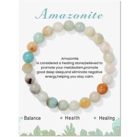 Natural Stone Bracelet Elastic Beaded 8mm Turquoise Agate (Option: Amazon-With Card)