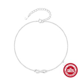 925 Sterling Silver Simple Infinite Symbol 8-word Diamond Love Anklet (Option: Silver Plated-925 Silver)
