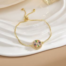 Simple Rotatable Flower Color-preserving Pure Copper Gold-plated Bracelet (Option: Rotating Bracelet 1)