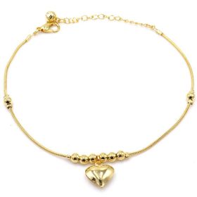 Gothic Gold Color Heart Pendant Anklet For Women Ball Beaded Anklet Vintage Chunky Jewelry (Option: Gold Anklet)