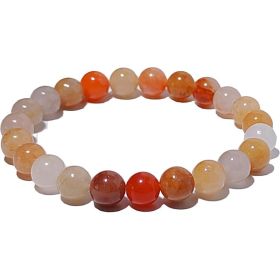 Healing Crystals Beaded Bracelets For Womens Natural Gemstone 8mm Beads Stretch Bracelets With Double Happiness Pendant (Option: Colorful)
