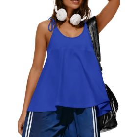 Fisoew Womens Workout Tank Tops Sleeveless Scoop Neck Racerback Loose Summer Active Running Gym Babydoll Shirts (Option: Blue-M)