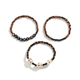 Sweet Cool Retro Skull Beaded Letter Bracelet (Option: Color Mixing)