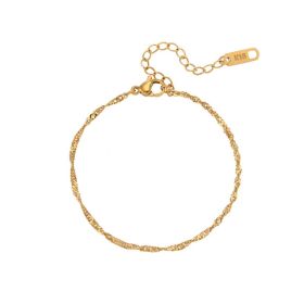 Clavicle Chain Stainless Steel Plated 18K Water Wave Chain Bracelet (Option: 2mm Bracelet)