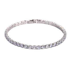 Sleek Luxury Sparkling Zircon Bracelet,Detachable Extender Chain,Unisex For Daily Wear, Christmas Outfits And Beach Occasions (Option: Silvery)