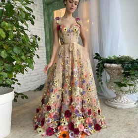 Sevintage Exquisite 3D Flowers Prom Dresses Sweetheart (Option: Flower-S)