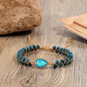 Cross-border Natural Stone Bracelet Water Drop Shape Sapphire Couple Woven Bracelet (Option: L0691color)