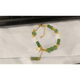 New Chinese-style Flower Embellishment Bracelet For Women, National Style Bamboo Segment Bracelet (Option: Green)