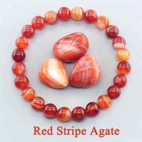 Rose Stone Agate Mixed Colorful Beads Bracelet (Option: Red Lines)