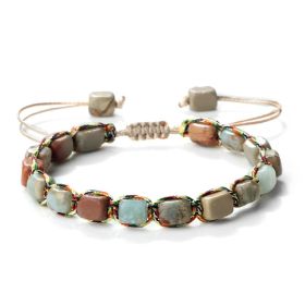 Retro Bohemian Style Hand Weaving Bracelet (Option: Shoushan Stone Square)