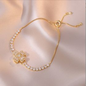 Women Bracelets Sterling Infinity Heart White Gold Plated Cubic Zirconia Adjustable Bracelet Best Gifts For Women (Option: Golden)