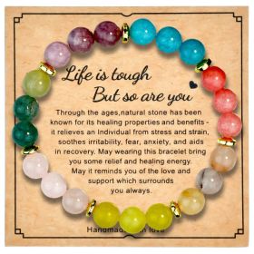 8mm Natural Stone Bracelet With Card Tourmaline Bracelet (Option: B1756style-8mm)