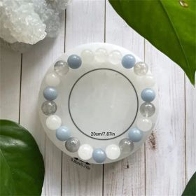 Aquamarine Natural Stone Bracelet Men And Women Same Ins Style (Option: Light Blue-8mm Beads)
