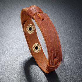 Leather BraceletCreative Light Board Multi-layer Cowhide Bracelet Adjustable (Option: Light Brown)