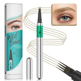 Microblading Eyebrow Pen,Waterproof Eye Brow Pen With 4-Fork-Tip Liquid Brow Pen For Natural Looking Defined Eyebrows,01,02,03 (Option: Light Brown)