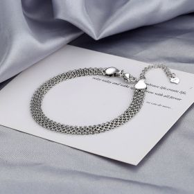 Multi-layer Lace Woven Round Beads Chain Bracelet (Option: White Gold Color)