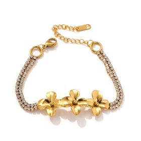 Light Luxury 18K Gold Plated Stainless Steel Flower Bracelet (Option: Gold)