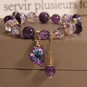 Purple Heart Crystal Bracelet Fashion Elegant Natural Amethyst Jewelry (Option: Natural Amethyst)