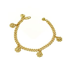 24K Gold Filled Bracelet For Women, FourLeaf Clover Round, Valentines Day Gifts (Option: Gold)