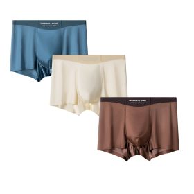 3pcs Satin Silk Boxer Briefs Mid Waist Underpants,Men's Light Luxury Satin Ice Silk Fashion Breathable Boxer Briefs, Silky Sexy Mens Underwear (Option: 3pcs-S)
