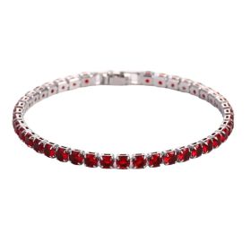 Sparkling Tennis Chain Bracelet, 14K Gold Plated Cubic Zirconia Wristband, Dainty Unisex Jewelry For Wedding, Party & Daily Wear (Option: Blood red)
