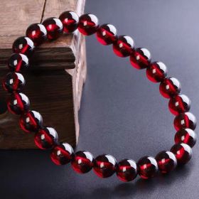 Women's Single Loop Vitreous Garnet Bracelet (Option: Red)