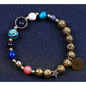 Twelve Constellations Bracelets Blue San Volcanic Rock Ancient & Gold Beaded Bracelet (Option: Scorpio)