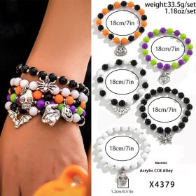 European And American Halloween New Skull Pumpkin Bracelet Suit (Option: 01 4379 Mixed Color-See Details)