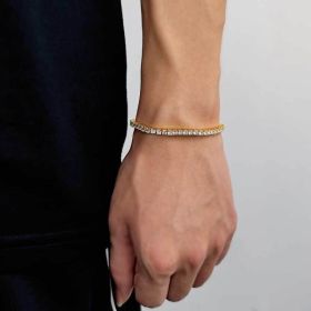 Tennis Chain Zircon Bracelet Fashion Brand Hip Hop (Option: Golden Width 3mm-Bracelet 7 Inches)