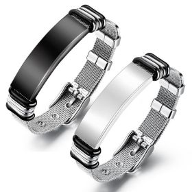 Premium Bracelet Titanium Steel Adjustable Bracelet (Option: Blackwhite)